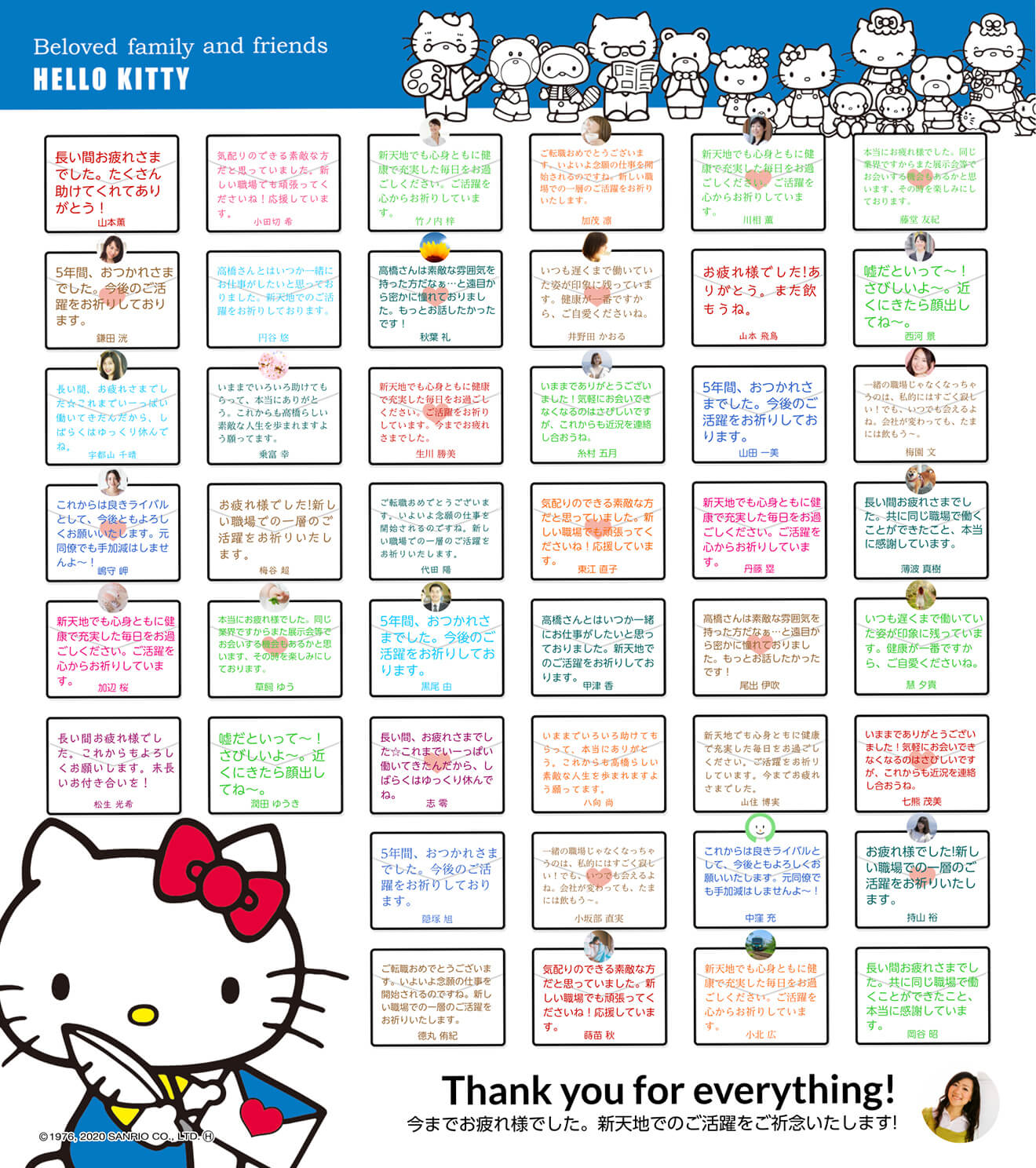 サンリオキャラクターズ寄せ書き ハローキティ 桜 大人数用 オンライン寄せ書きyosetti ヨセッティ